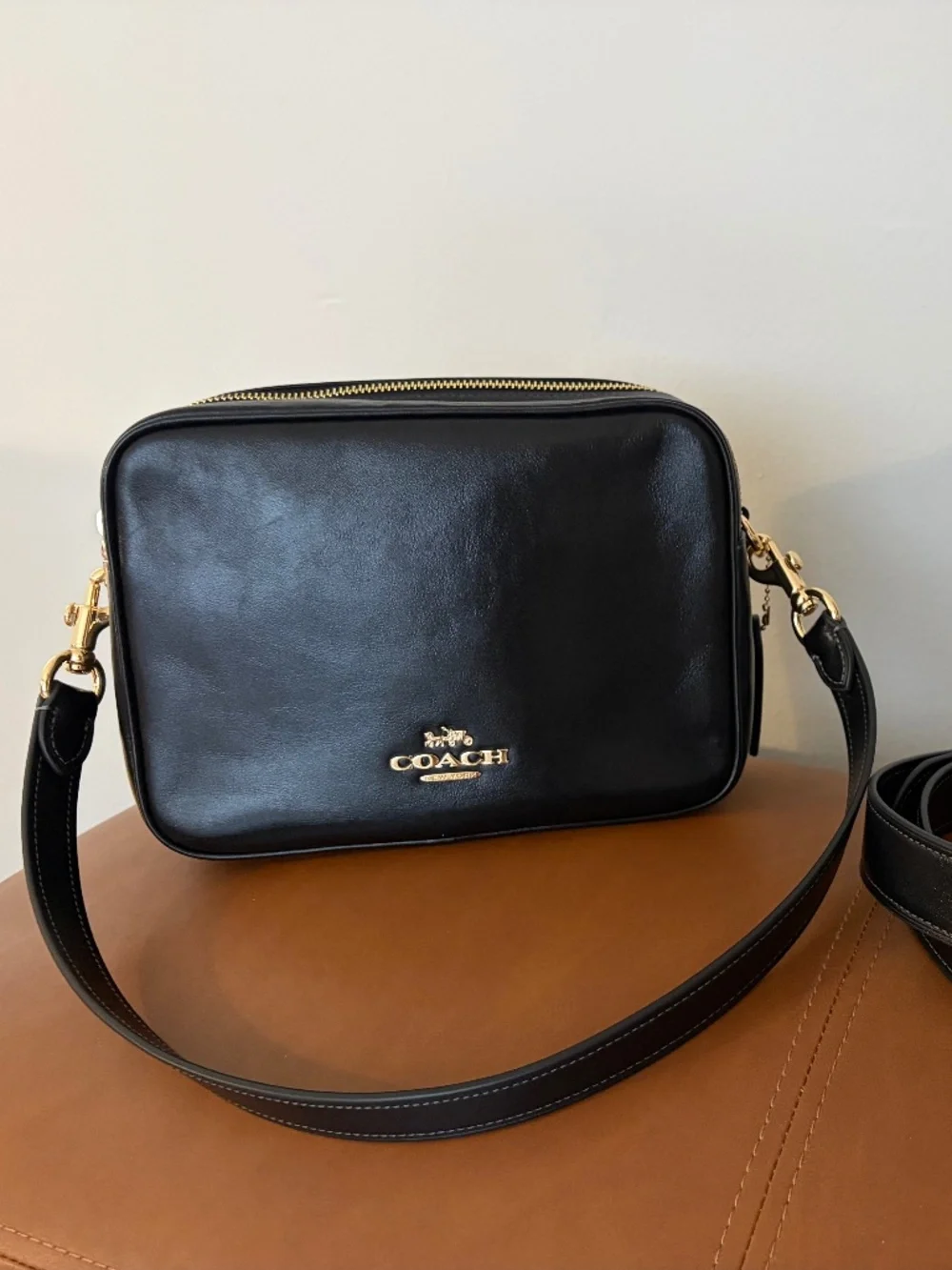 Coach Carey Crossbody Bag in Black with Gold Hardware